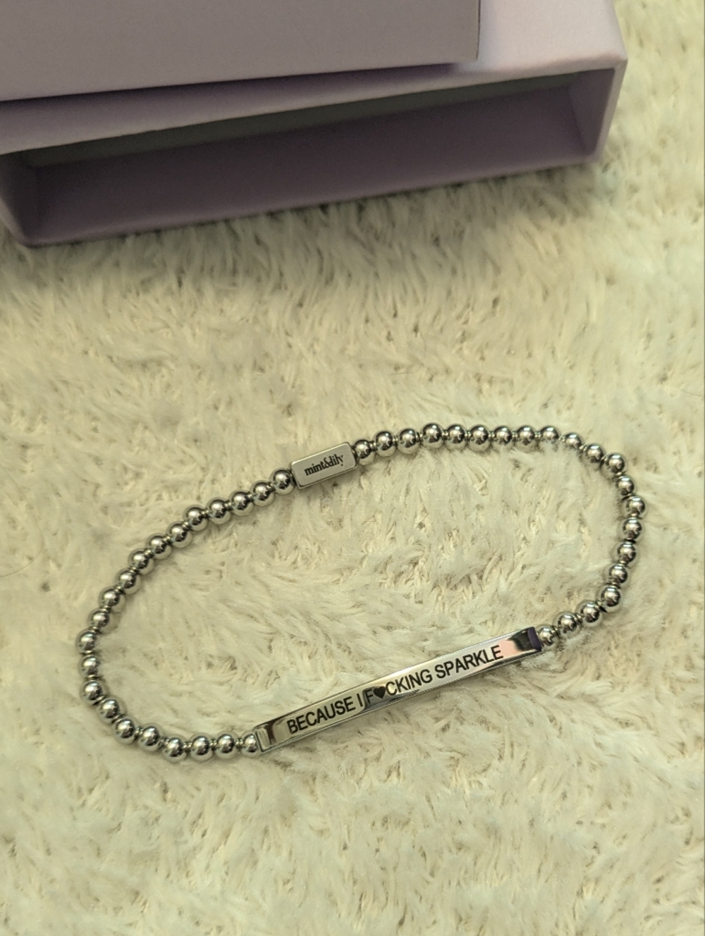 NWT Mint&Lily Because I Sparkle Silver Stretch Bracelet